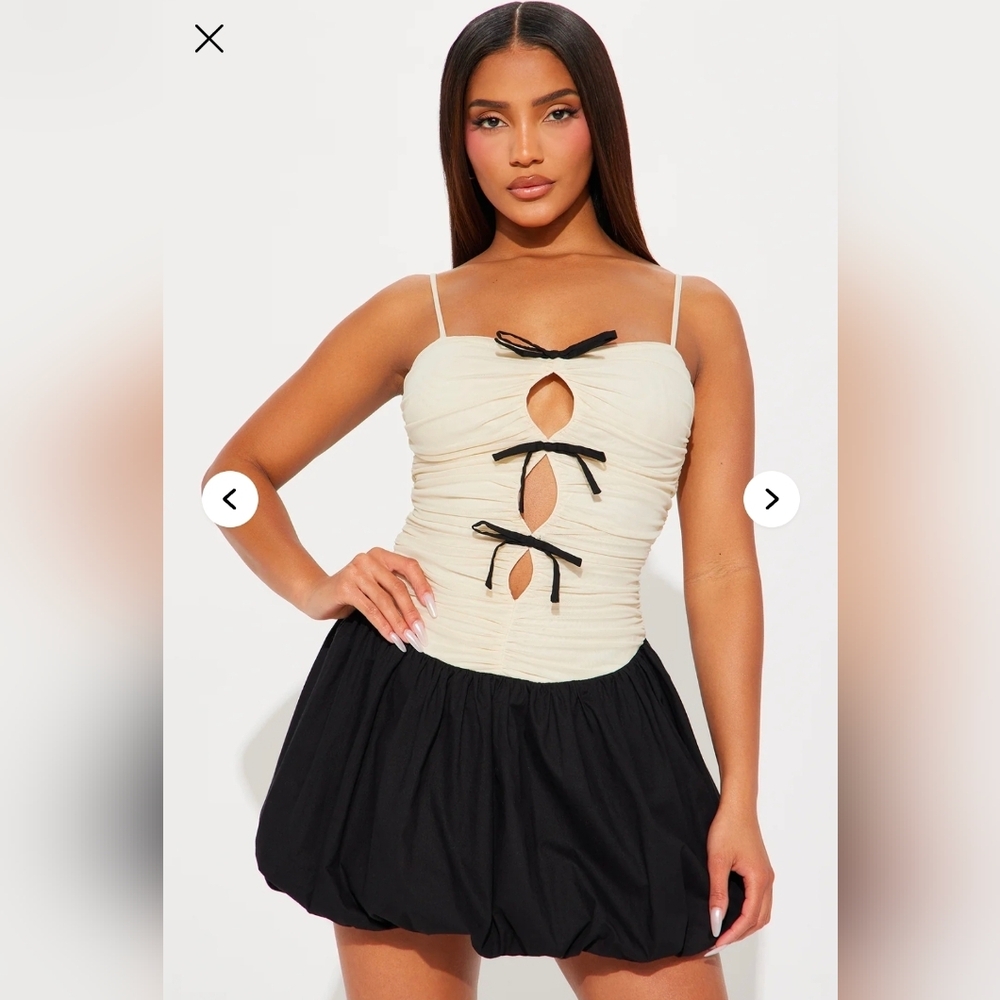 Stylish Cream and Black Bubble Dress